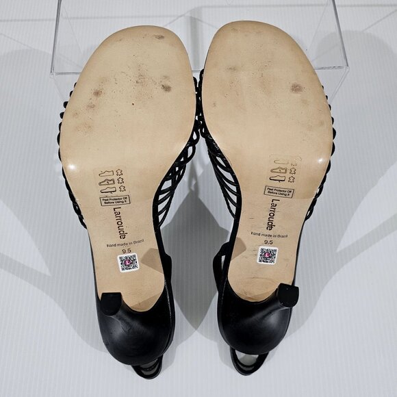 Larroude Valerie Slingback Knotted Sandal Stiletto Black Leather Size 9.5 NWOT - Picture 11 of 13